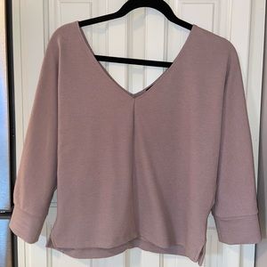 Dynamite V-neck and V-back Textured 3/4 Sleeve